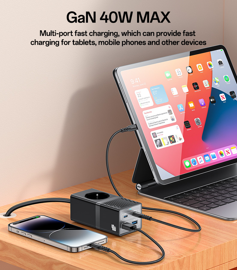 MC35 40W & 2500W EU GaN Fast Charging Charger Hub Details