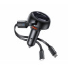 Y61 53W Fast Charging Support Multi Charging Type-C & IP Telescopic Cable Car Charger