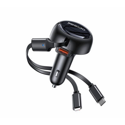 Y61 53W Fast Charging Support Multi Charging Type-C & IP Telescopic Cable Car Charger