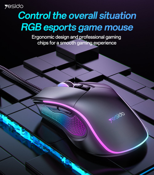 KB20 Max 7200DIP 110CM Length USB Wired Connection RGB Colorful Breathing Light Gaming Mouse