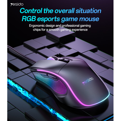KB20 Max 7200DIP 110CM Length USB Wired Connection RGB Colorful Breathing Light Gaming Mouse