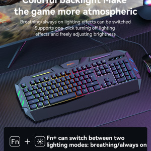 KB21 Mechanical feel keycaps Cool Backlight 104 Full-key Layout 1.5M Long Wired Gaming Keyboard