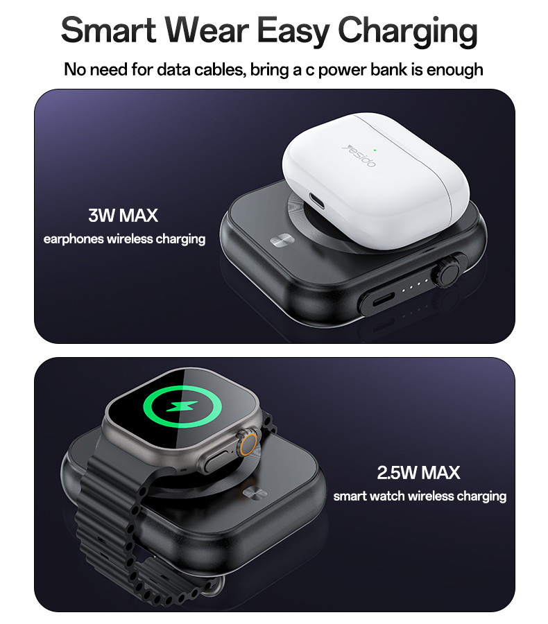 YESIDO YP59 5000mAh Mini Magnetic Wireless Charging Power Bank Details