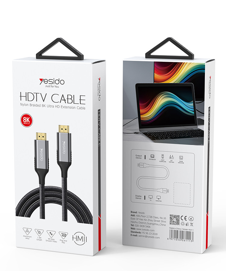 Yesido HM11 8K HDMI2.1 to HDMI2.1 cable Packaging