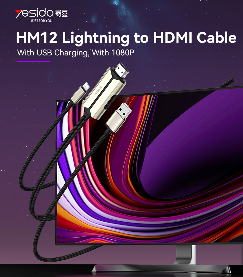 Yesido HM12 1080P Lightning to HDMI Cable