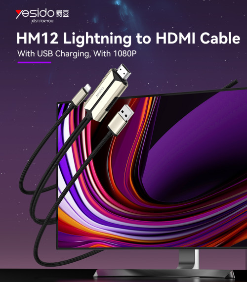 HM12 With USB Charging With 1080P High Clear Resolution Easily Using Lightning To HDMI Cable