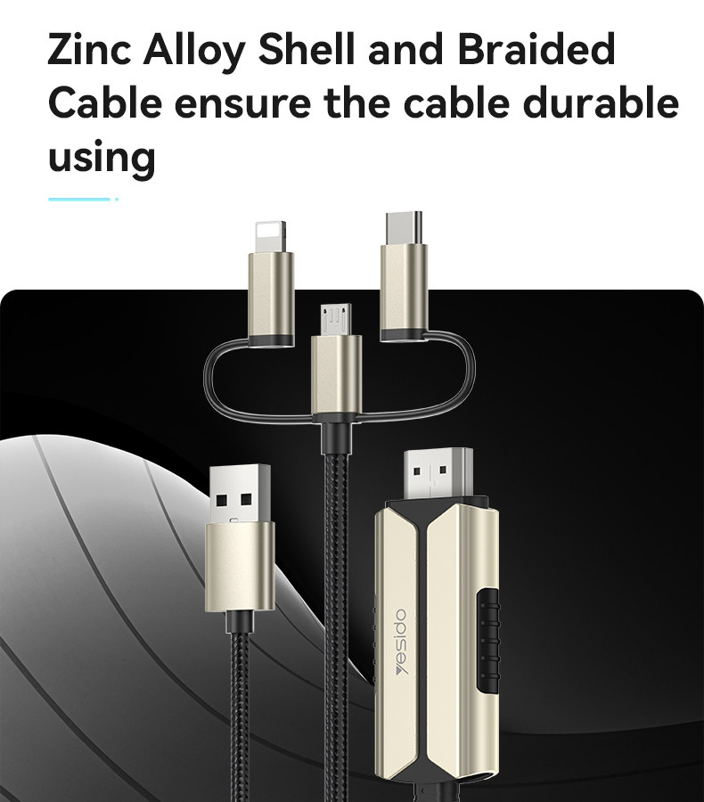 Yesido HM14 3 in 1 For Lightning/Micro/ Type-C To HDMI Cable Details