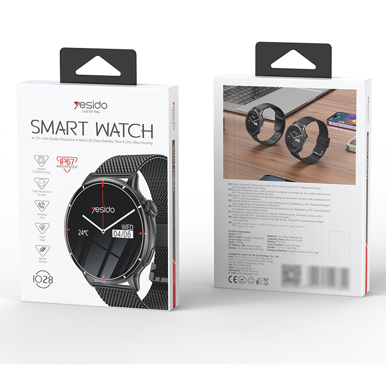 Yesido IO28 Intelligent Health BT Smart Call Watch Packaging