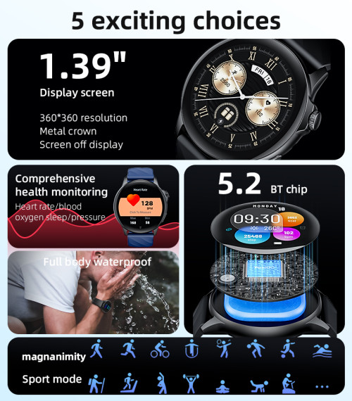 IO29 BT5.2 Large Screen Health Detection Strong Battery Life Full Body Waterproof Smart BT Watch