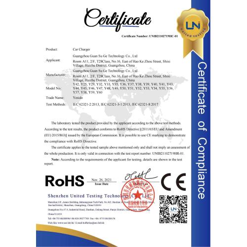 RoHS for Car Charger UNIB21102719HC-01