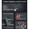 C314 360 Adjustable Aluminum Alloy Magnetic Wireless Charging Phone Holder With Retractable Cable