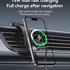 C314 360 Adjustable Aluminum Alloy Magnetic Wireless Charging Phone Holder With Retractable Cable