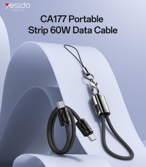 CA177 20CM 60W Type-C To Type-C OD4.0 Design With Premium Chips Zinc Alloy Portable Strip Data Cable