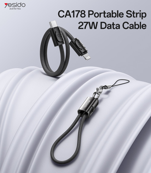 CA178 20CM 27W Type-C To IP OD4.0 Design With Premium Chips Zinc Alloy Portable Strip Data Cable