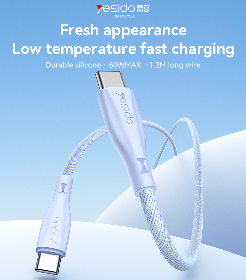 CA168 1.2M Type-C To Type-C 60W Fast Charging Data Cable