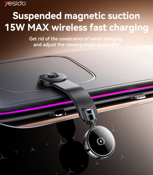 C316 360 Adjustment Flexible Memory Alloy 15W Max Wireless Fast Charging Magnetic Car Phone Holder