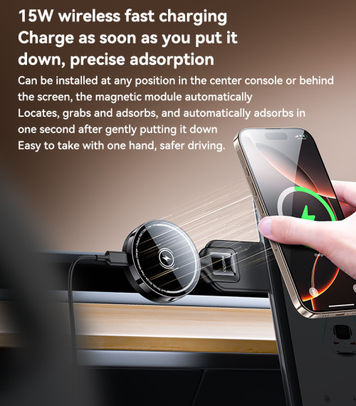 C316 360 Adjustment Flexible Memory Alloy 15W Max Wireless Fast Charging Magnetic Car Phone Holder