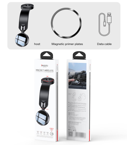 C316 360 Adjustment Flexible Memory Alloy 15W Max Wireless Fast Charging Magnetic Car Phone Holder