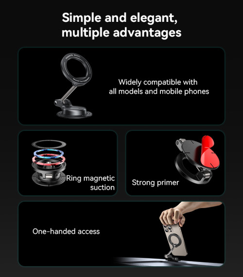 C218 360 Two-axis Rotation Strong Adhesion One-handed Access Rotate Magnetic Phone Holder