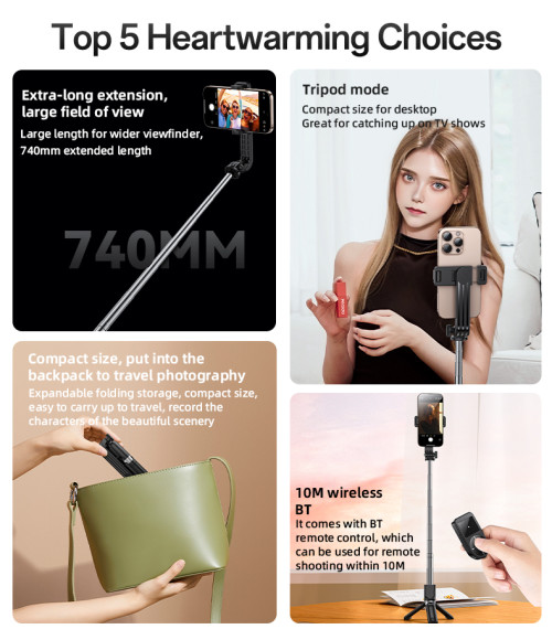 SF22 Tripod Mode Extra-long Extension Stable Non-shaking Compact Size Mini Telescopic Selfie Stick