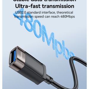 GS26 1.5M Braided Cable Aluminum Alloy High-speed Transmission USB 2.0 Extension Cable