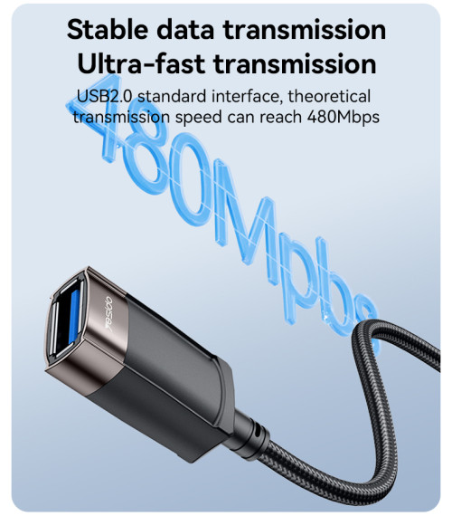 GS26 1.5M Braided Cable Aluminum Alloy High-speed Transmission USB 2.0 Extension Cable