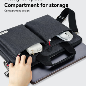 WB48 16 inch Large Capacity Waterproof Anti-splash Fleece Lining Business Hand-held Laptop Bag