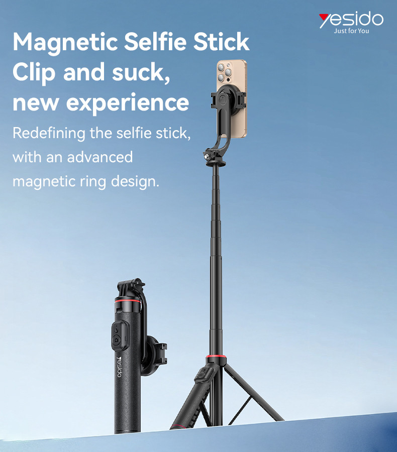 Yesido SF24 2 in 1 Magnetic Double Clamp Selfie Stick Tripod