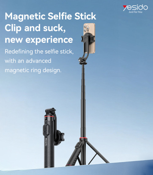 SF24 360 Adjustable BT5.2 Aluminum Alloy 2 in 1 Magnetic Double Clamp Selfie Stick Tripod