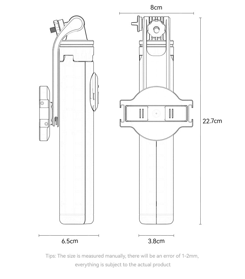 Yesido SF24 2 in 1 Magnetic Double Clamp Selfie Stick Tripod Details