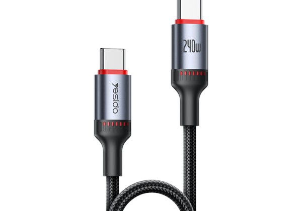 Yesido 1.2 Meters 60W Fast Charging Cloth Braided Design TC to TC Data Cable For IP
