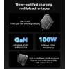 YC142 GaN PD100W Fast Charging Smaller Size 2*USB-C & USB-A Three Ports European Standard Charger