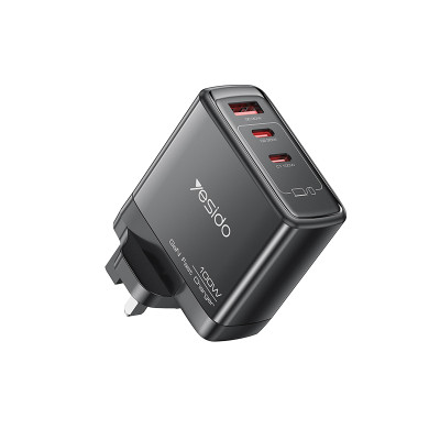 YC95 GaN PD100W Fast Charging Smaller Size 2*USB-C & USB-A Three Ports UK Standard Charger