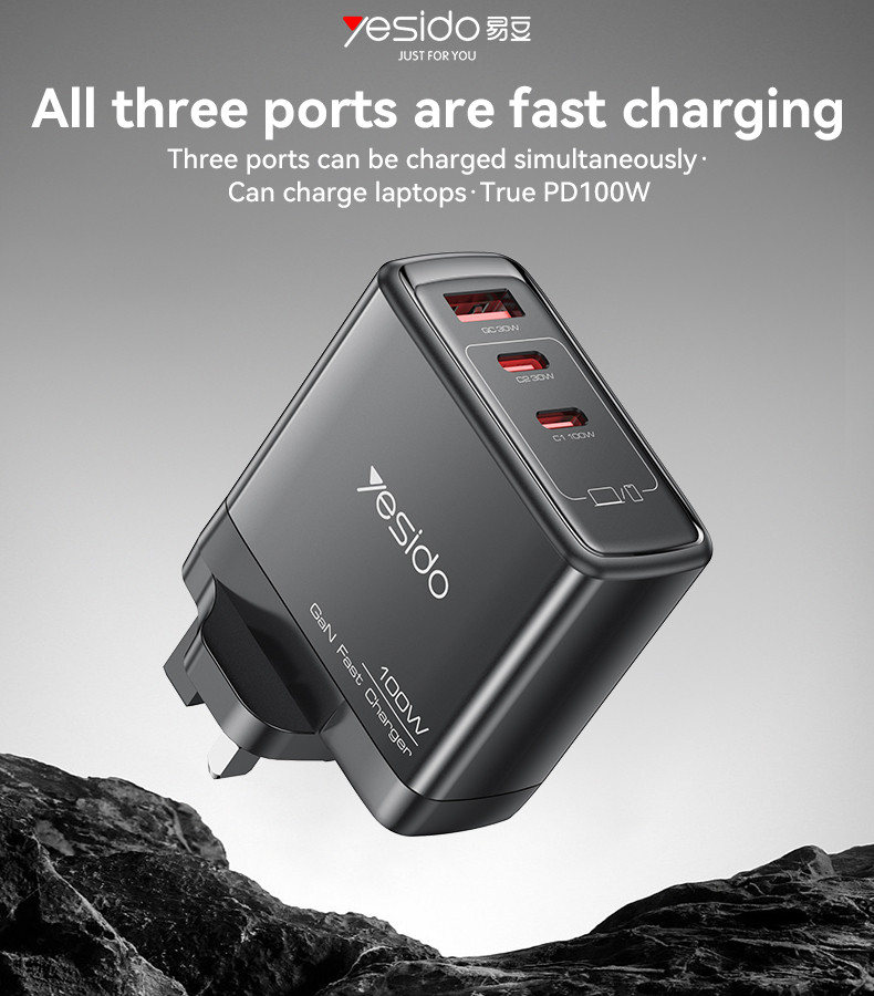 YC95 UK 100W GaN Fast Charging Charger(A+C1+C2)