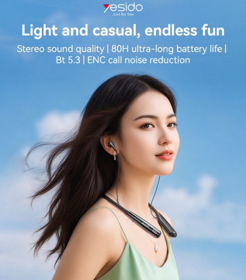 YSP22 BT5.3 ENC Call Noise Reduction LED Large Screen Display Three Sound Halterneck BT Headset