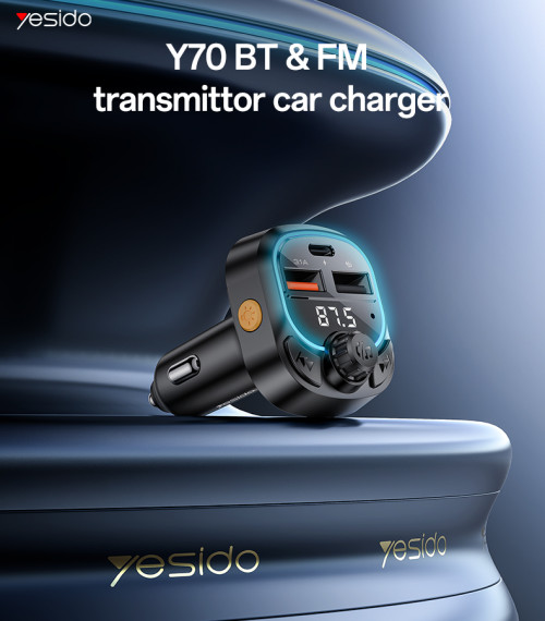 Y70 BT5.3 Support Charging 3 Devices With Remote Controller BT & FM Transmittor Car Charger