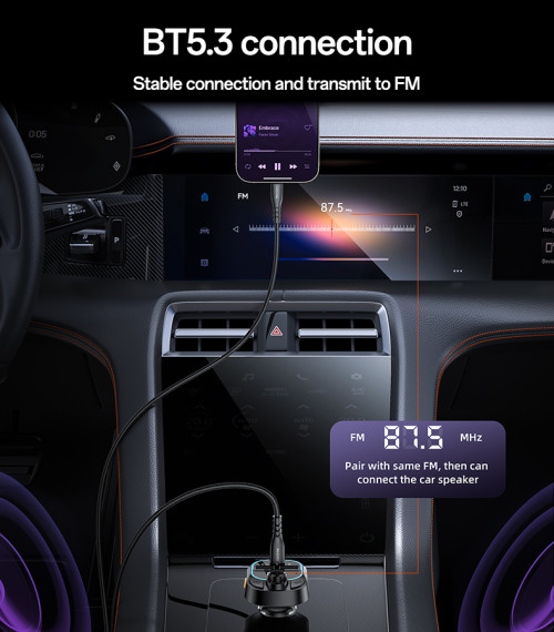 Y70 BT5.3 Support Charging 3 Devices With Remote Controller BT & FM Transmittor Car Charger