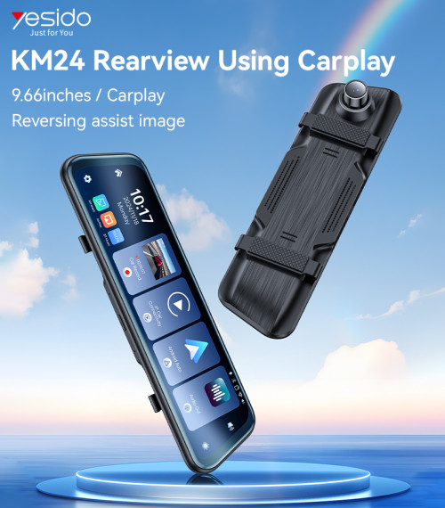 KM24 9.66 Inches High Clear Image Reversing Assist Image Touching Screen Rearview Using Carplay