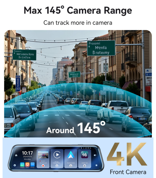 KM24 9.66 Inches High Clear Image Reversing Assist Image Touching Screen Rearview Using Carplay