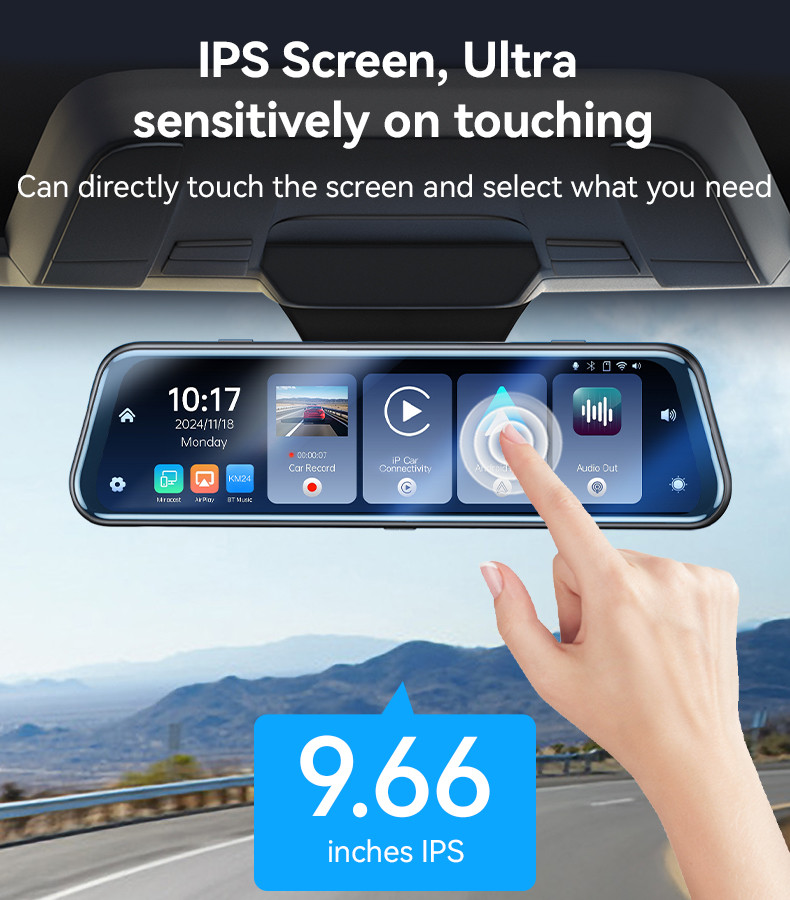 Yesido KM24 9.66 Inches Car RearView Carplay Details