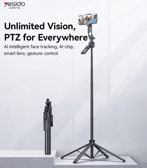 SF23 360 Rotation AI Intelligent Face Tracking Aluminum Alloy Pole Tripod Selfie Stick