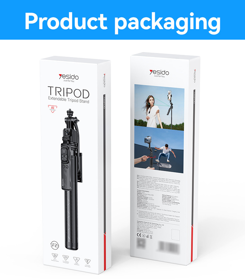 Yesido SF23 Face Tracking Tripod Selfie Stick Packaging