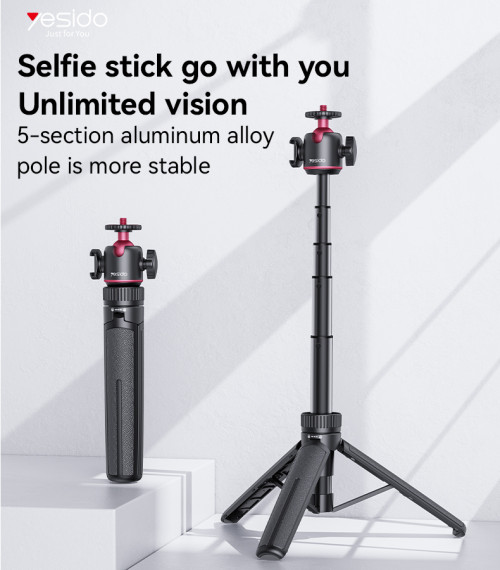 SF26 65cm Long Large Size Chassis Aluminum Alloy Pole Ball Head Telescopic Tripod Stand Selfie Stick