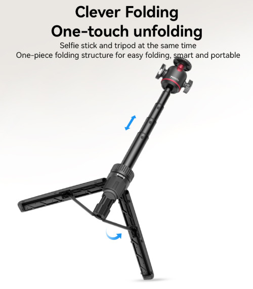 SF26 65cm Long Large Size Chassis Aluminum Alloy Pole Ball Head Telescopic Tripod Stand Selfie Stick