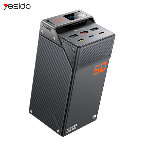 YP63 50000mAh PD 20W + SCP 22.5W Fast Charging Zinc Alloy LED Screen Display Six-port Power Bank