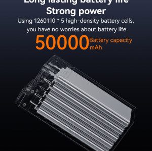 YP63 50000mAh PD 20W + SCP 22.5W Fast Charging Zinc Alloy LED Screen Display Six-port Power Bank