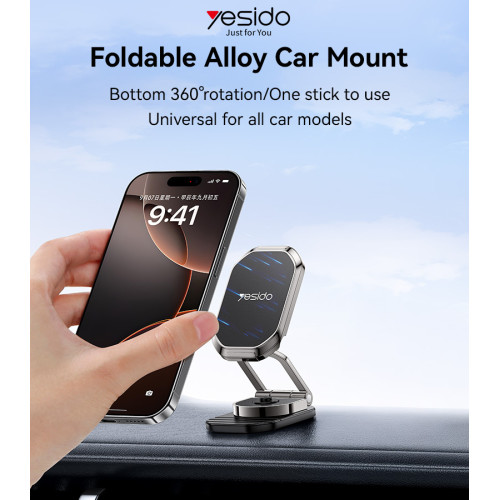 C222 360 Rotation Zinc Alloy 6*N42 Magnets Foldable Magnetic Car Phone Holder