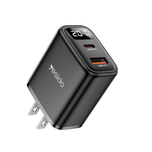 YC12U USB-A & USB-C Dual-port PD 20W Fast Charging US Digital Display Charger