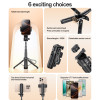 SF29 360 Rotation 43CM Length BT5.2 Detachable Remote Control Reinforced Tripod Mini Selfie Stick