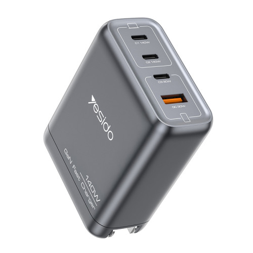 YC143 Yesido GaN 140W Fast Charging 4 Ports Output Support Charging Laptop US Charger
